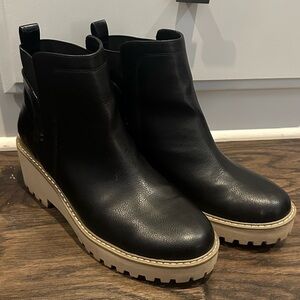 Dolce Vita Rancher Leather Ankle Boots with Chunky Sole